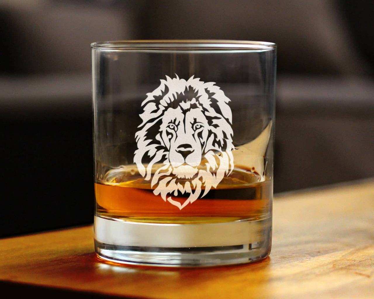 Lion Face Whiskey Rocks Glass - African Safari Gifts