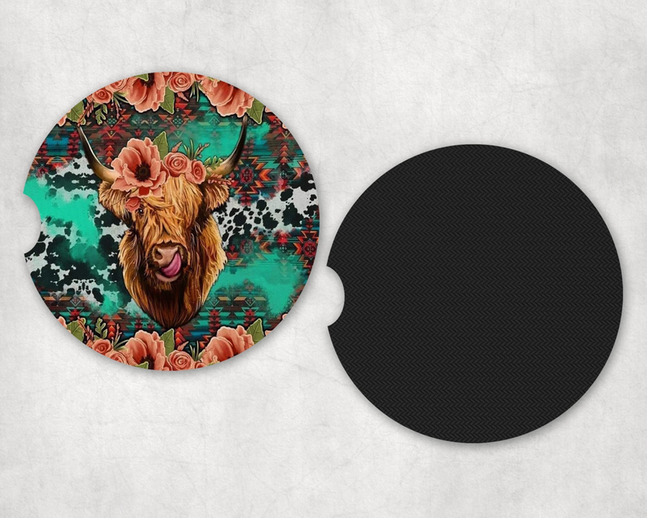 Highland Cow|Car Coaster Set