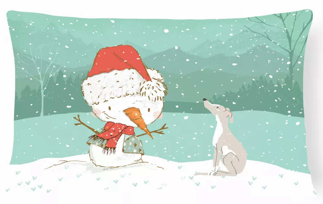 Snowman Christmas Dog Art Canvas Fabric Decorative Pillow - S000213B001695P116189V000