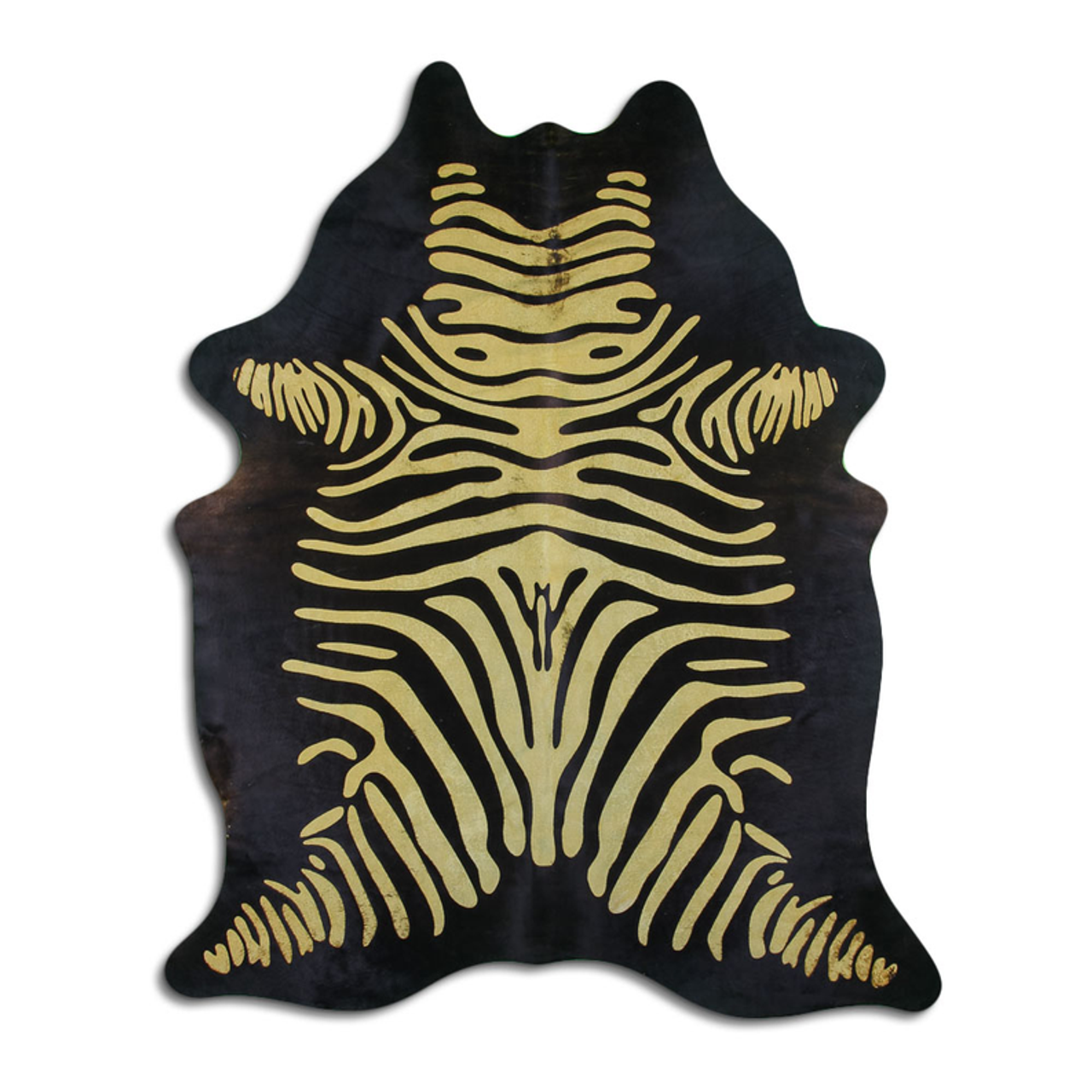 ACID WASHED HAIR ON COWHIDE DISTRESSED ZEBRA YELLOW ON BLACK - CPDDZYLB3A-00096542