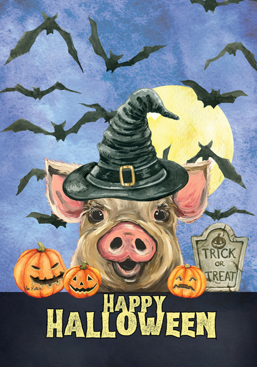 Pig - Hippie Hound Studio Best of Breed Halloween House and Garden Flag