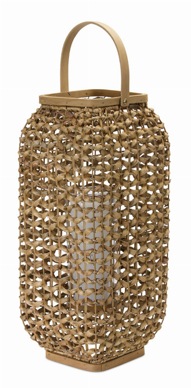 Lantern 20"H Wicker/Glass