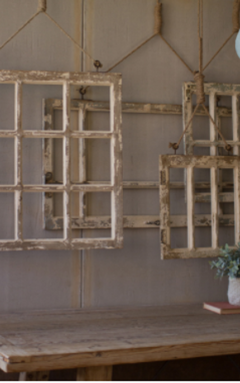 Set Of 4 Window Frame Wall Art. X-Large 41" X 24"T  Large 26" X 31"T  Medium 21" X 24"T  Small 16" X 20"T