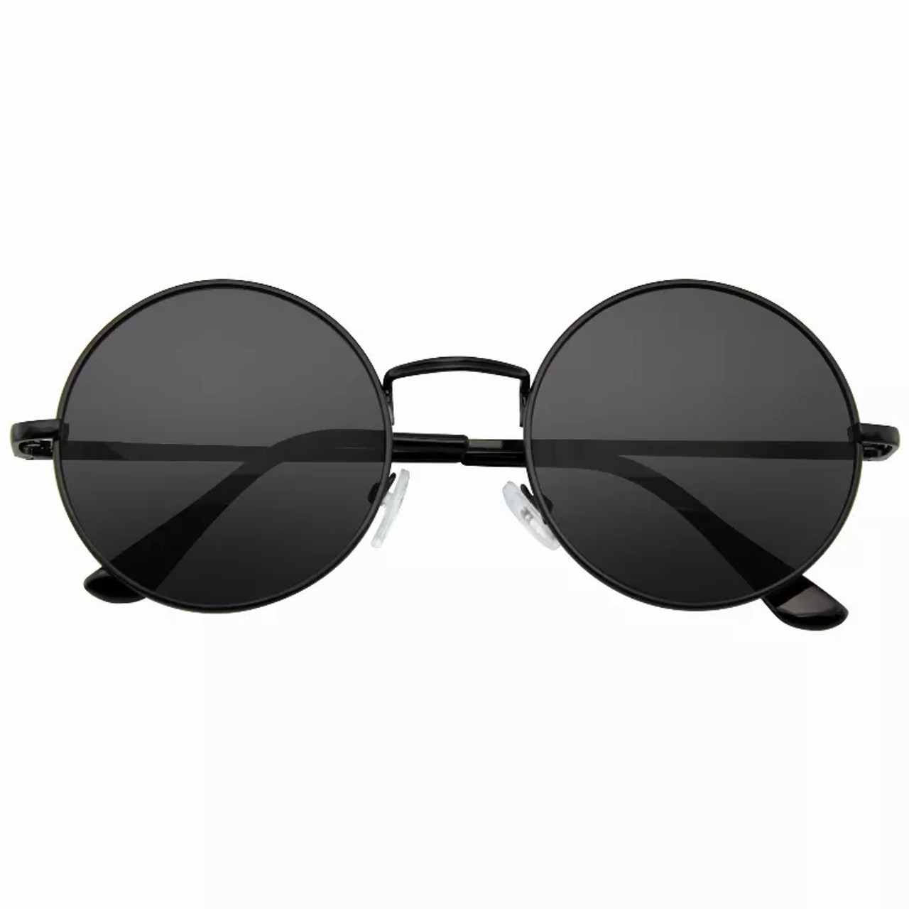Round Sunglasses Vintage Mirror Lens Round Hippie Sunglasses with  Case