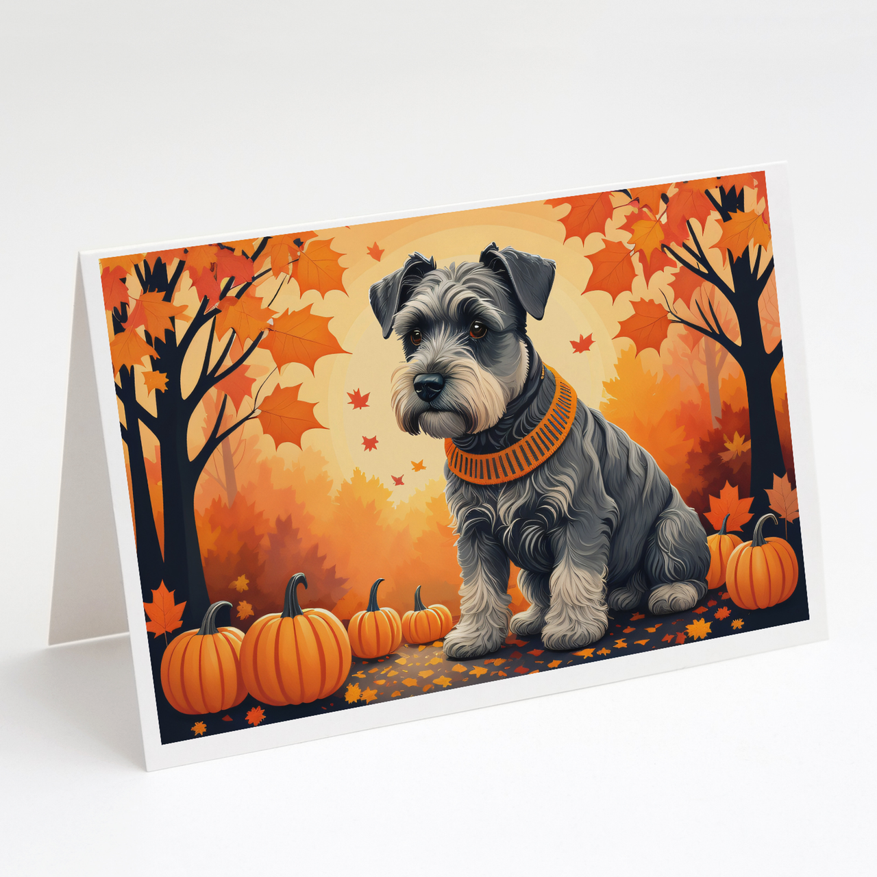 Schnauzer Fall Greeting Cards Pack of 8