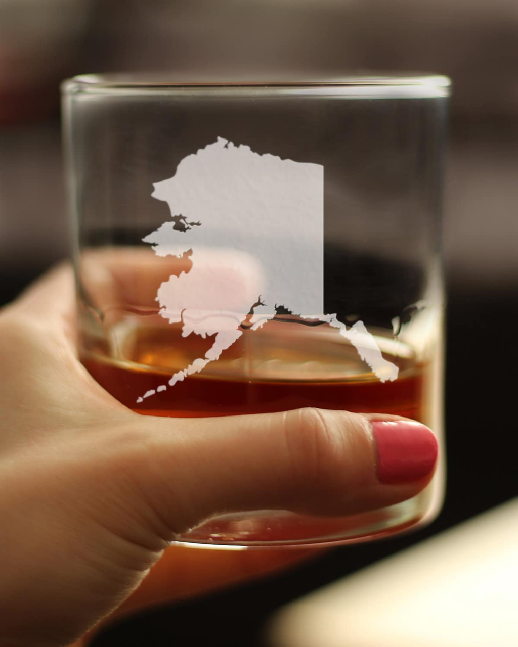 Alaska Outline Whiskey Rocks Glass - Alaskan Gifts and Decor