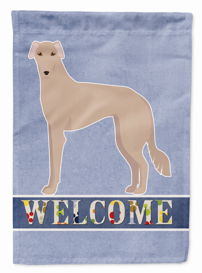 Tan Longdog Welcome Flag Garden Size