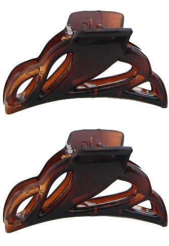Mini French Cut-Out Tortoise Shell Hair Claw (Pair) - 609-2-10