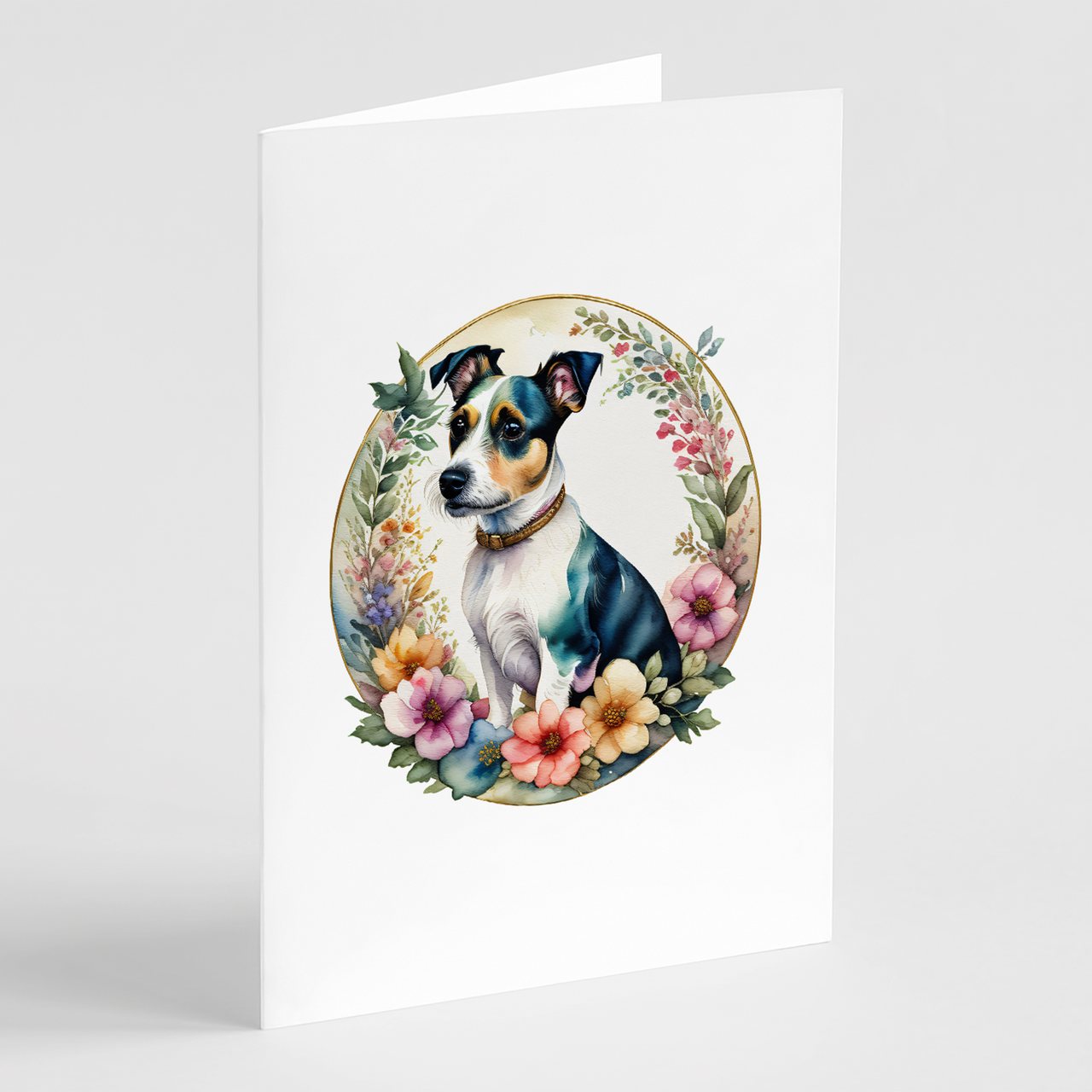 Jack Russell Terrier and Flowers Greeting Cards Pack of 8