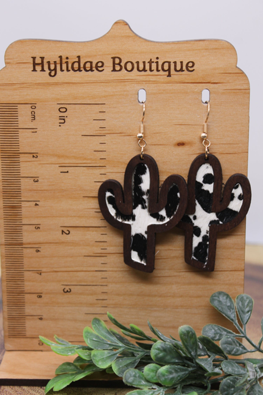 Cactus - Cow || Dangle Earrings || Hypoallergenic Cactus - Cow || Dangle Earrings || Hypoallergenic