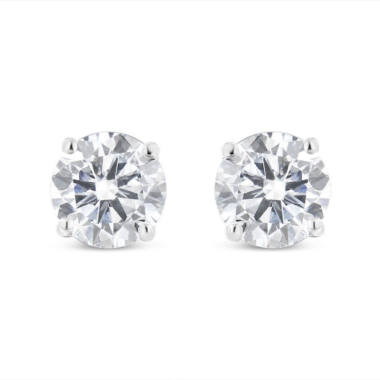 IGI Certified 14K White Gold Lab Grown 4 Prong Push Back Diamond Stud earrings (G-H Color, VS2-SI1 Clarity)