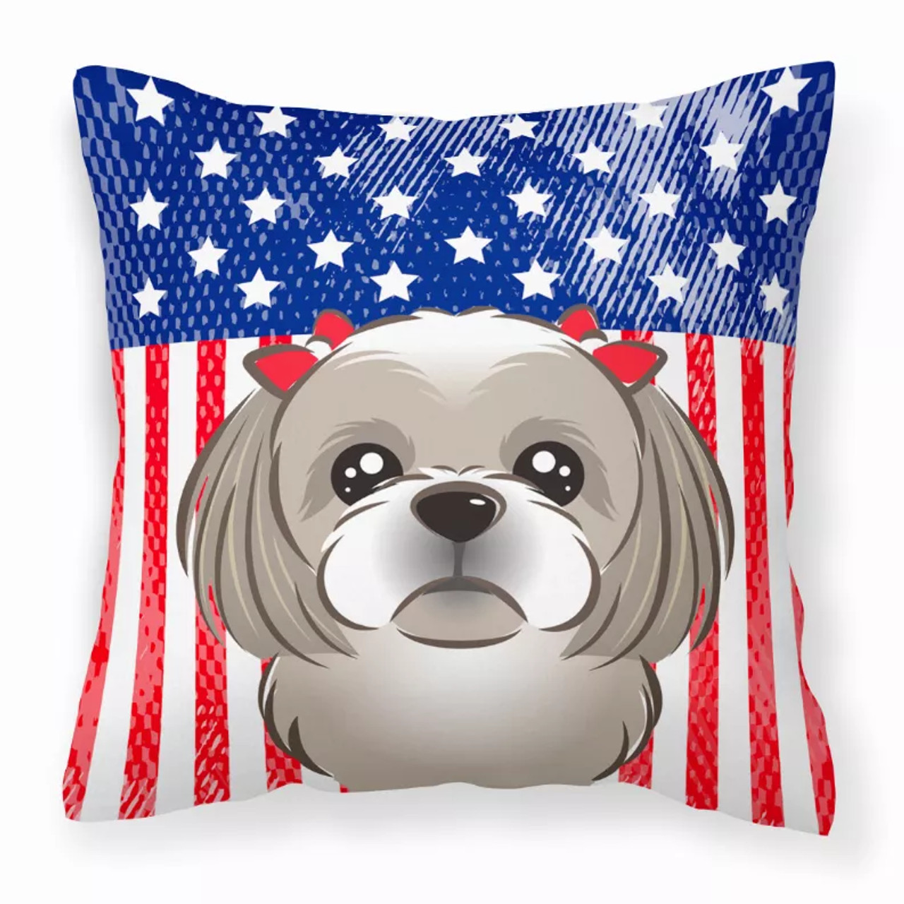 American Flag and Dog Fabric Decorative Pillow - S000213B001695P064342V000