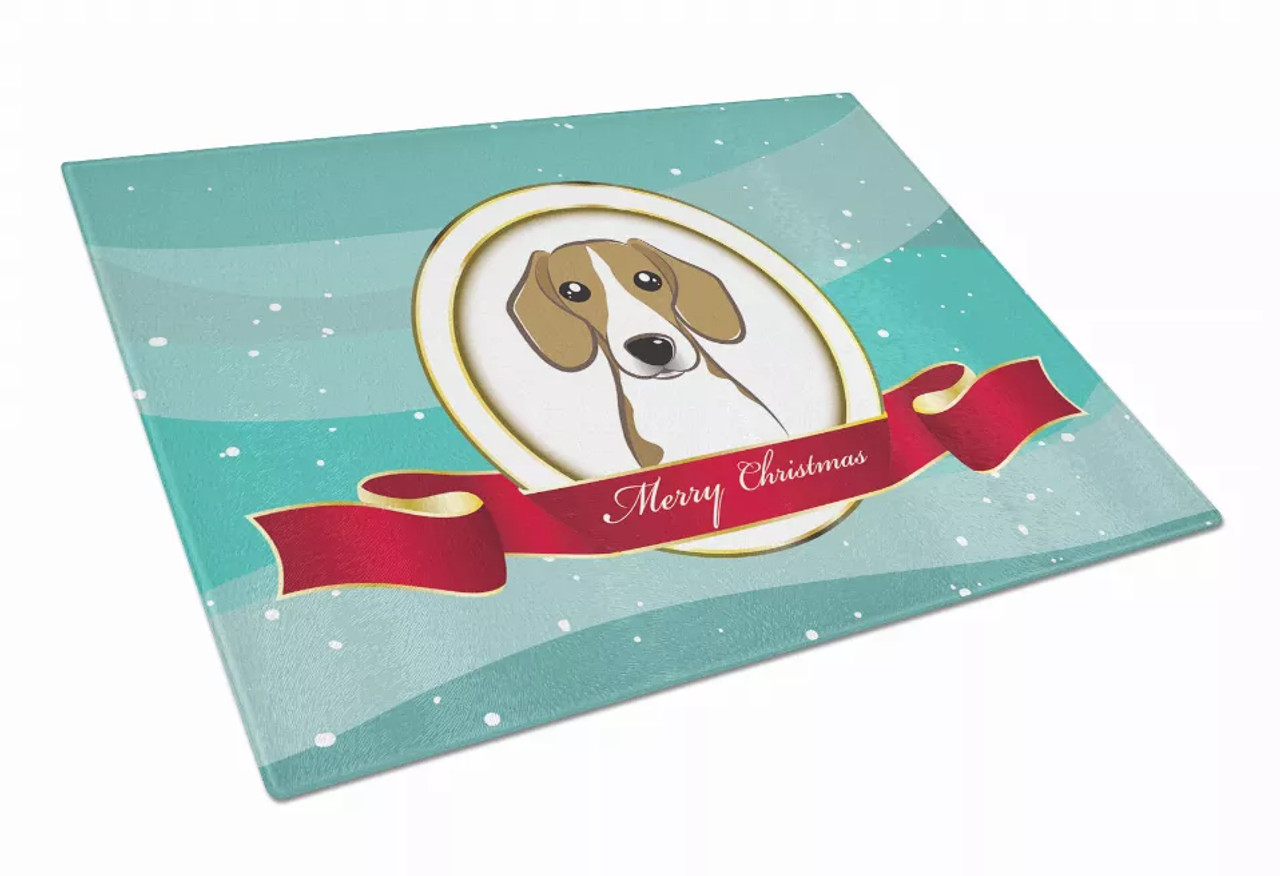 Merry Christmas Dog Print Glass Cutting Board Large - S000213B001695P055806V020