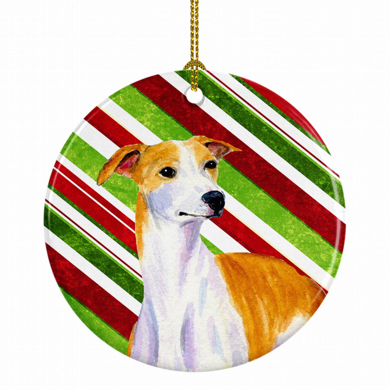 Dog and Christmas Candy Ceramic Ornament - S000213B001695P028143V020