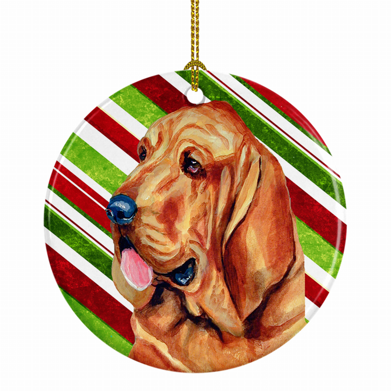 Dog and Christmas Candy Ceramic Ornament - S000213B001695P028143V023