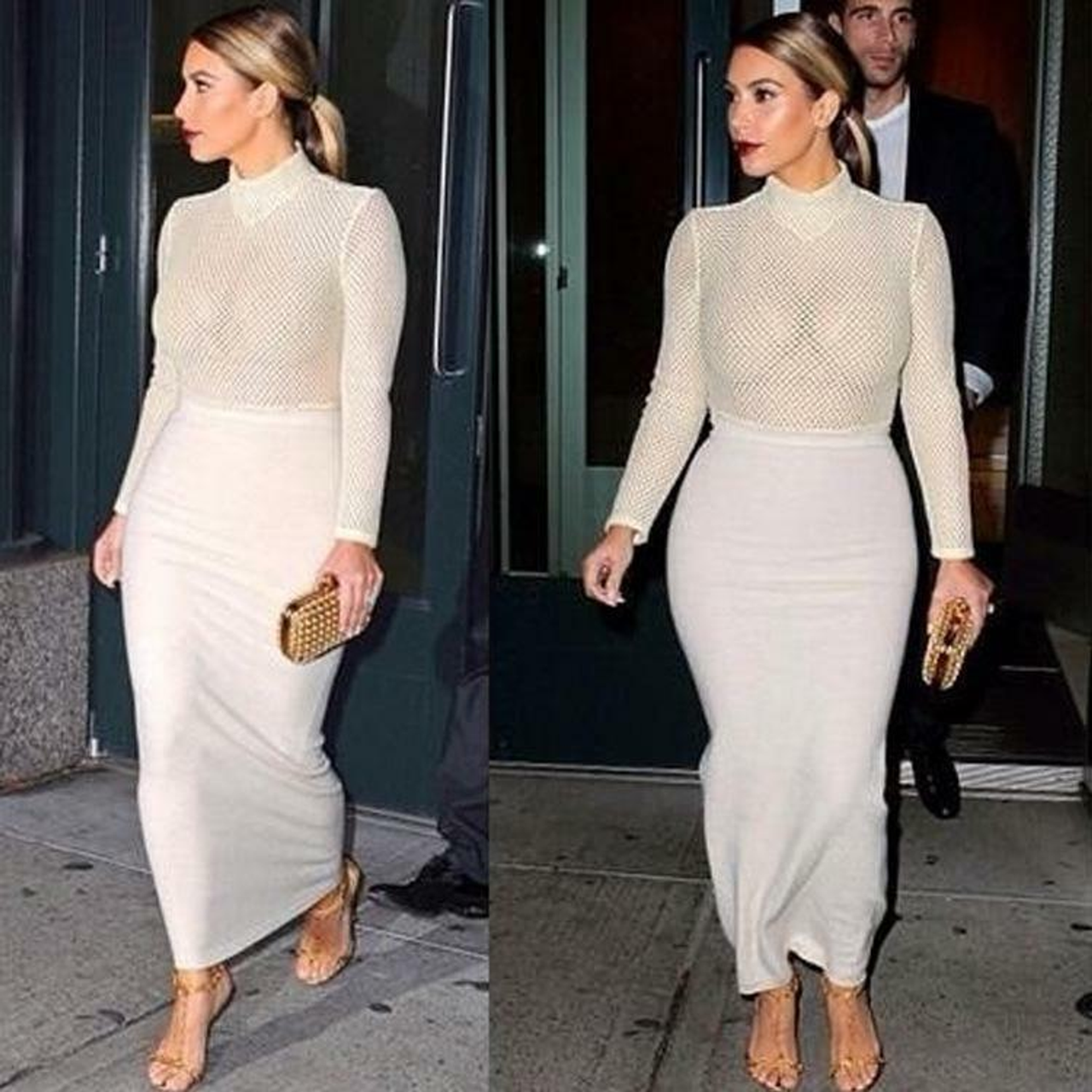 Kim Inspired Dream Skirt Ankle Length Body-con Fit Nude