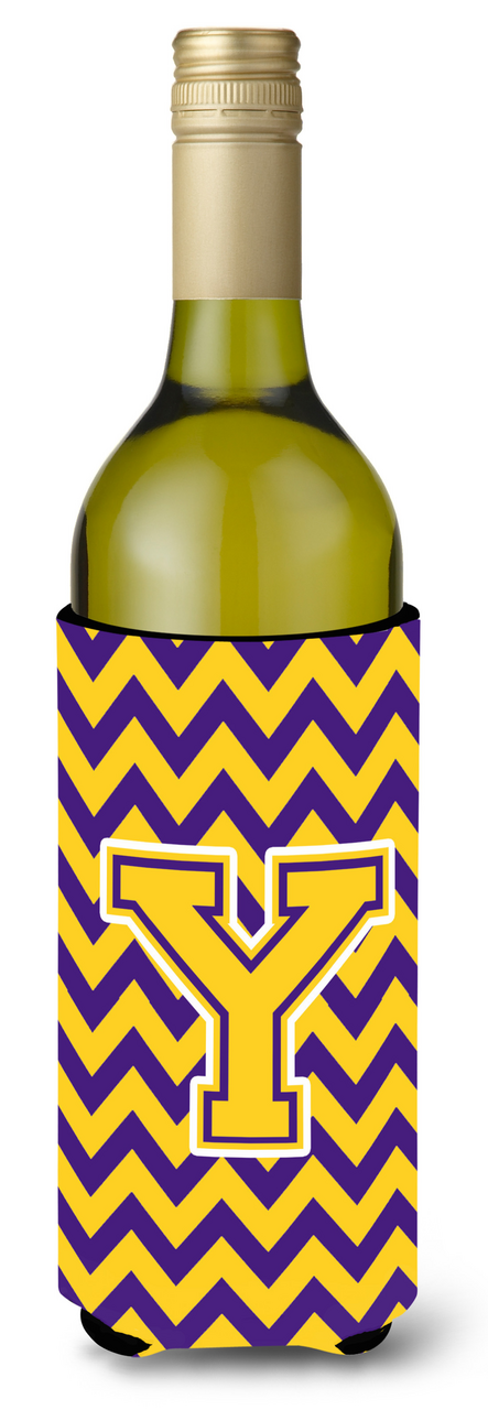 Monogram Letter Chevron Wine Bottle Hugger - CJ1041-YLITERK