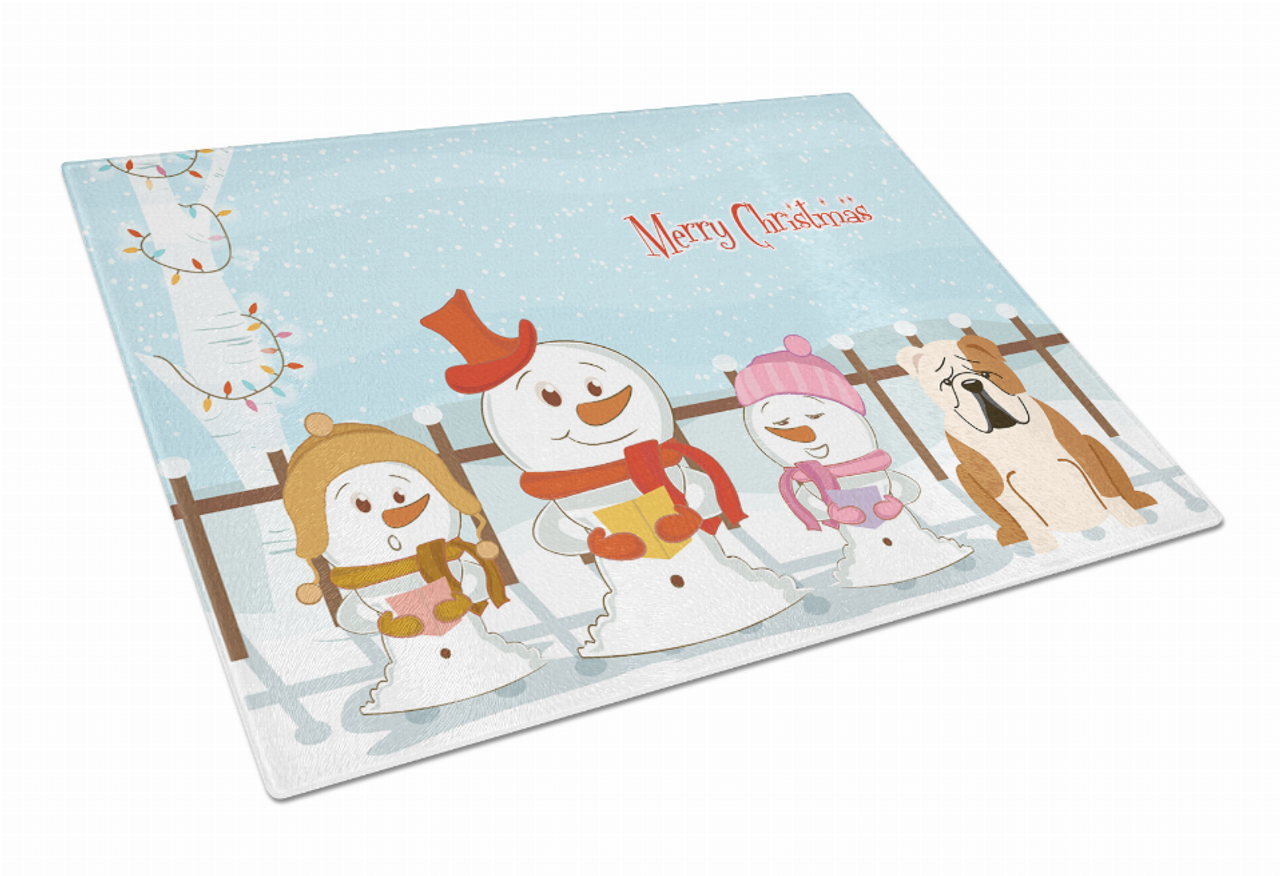 Christmas Carolers Dog Print Glass Cutting Board Large - BB2456LCB