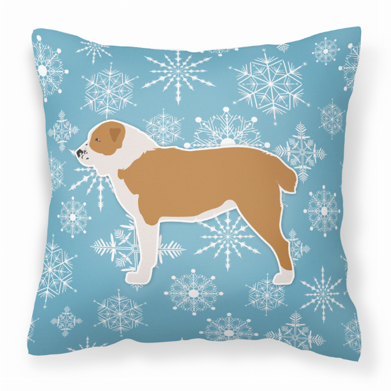Winter Snowflake Dog Profile Art Fabric Decorative Pillow