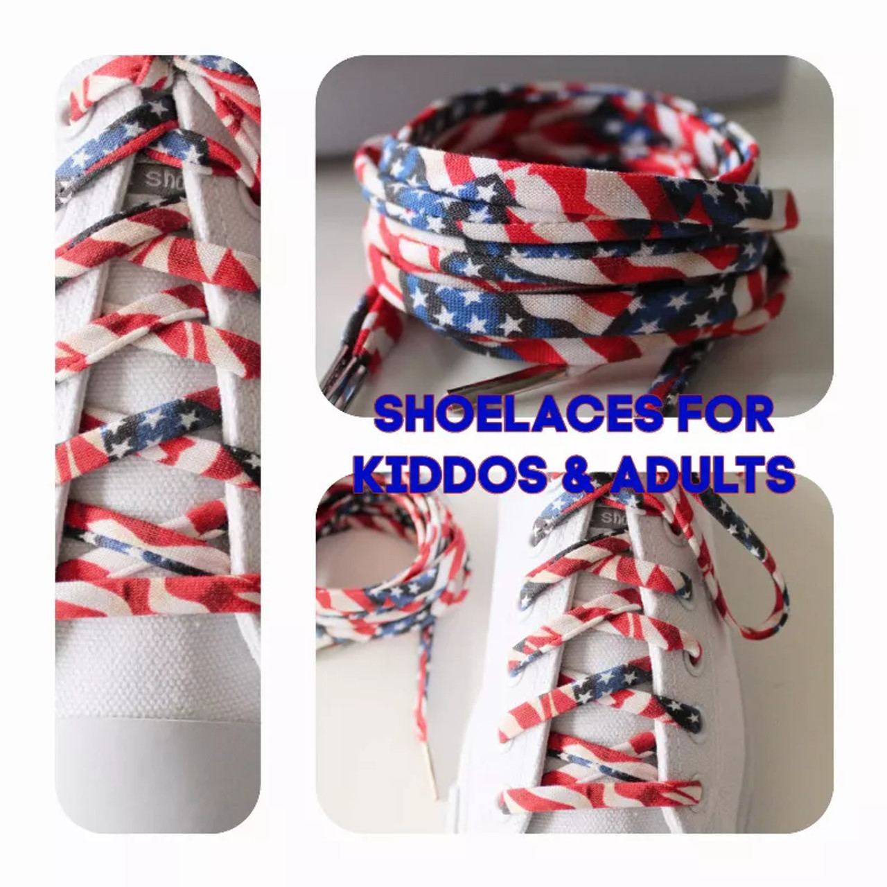 Flag with Metal Tips for July 4th Shoelaces - S001498B002027P000012V003