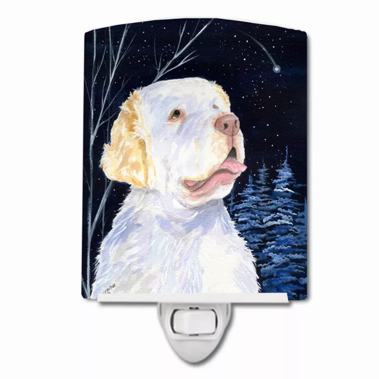Starry Night Dog Art Ceramic Night Light - S000213B001695P103720V000