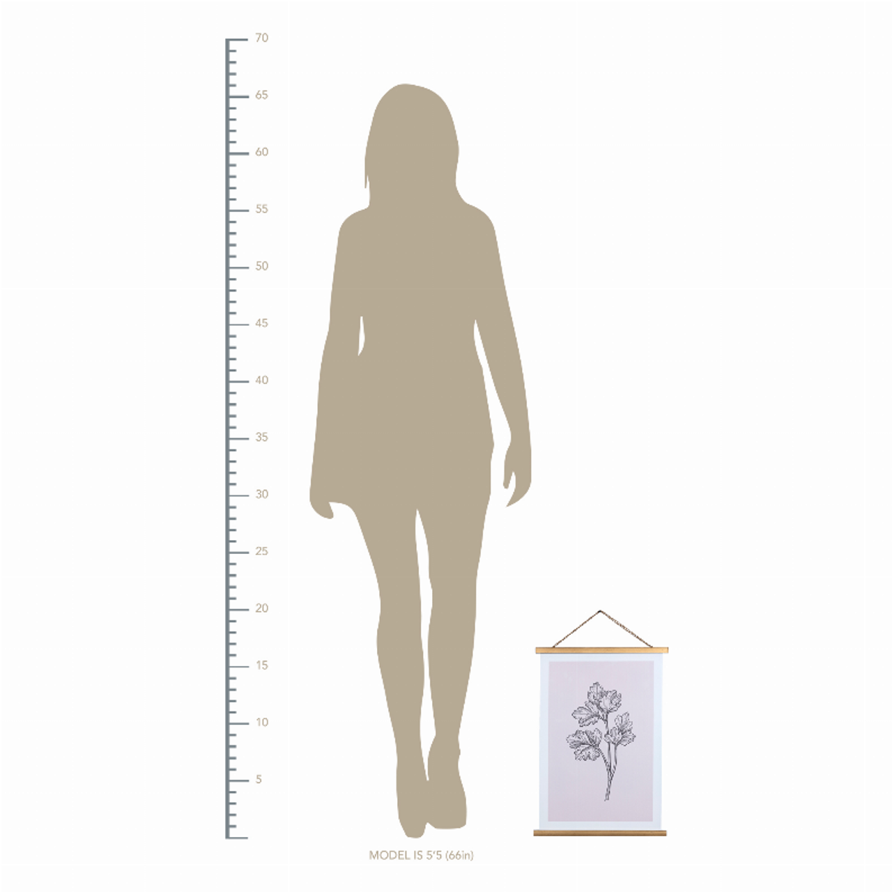 Modern Pink Floral Print Hanger Frame Wall Art