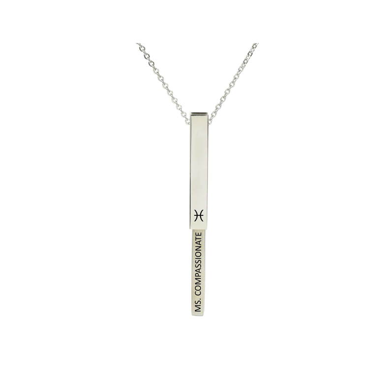 Keep It A Secret Zodiac Bar Necklace By Pink Box - PinkBox-25-5802