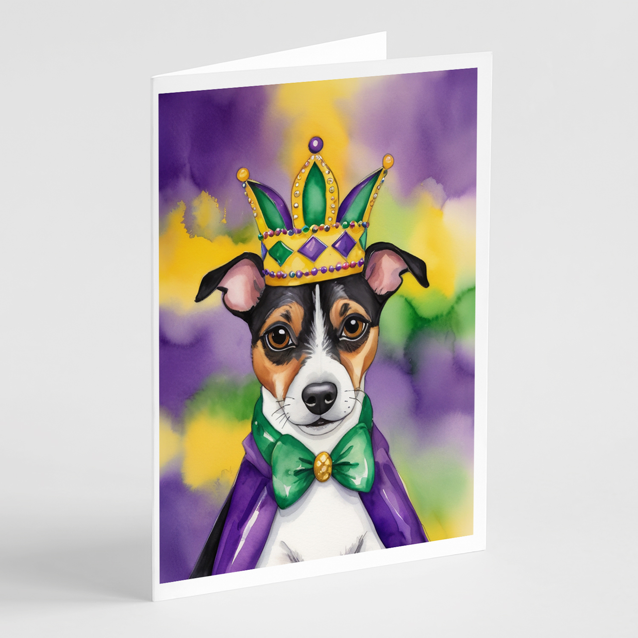 Jack Russell Terrier King of Mardi Gras Greeting Cards Pack of 8
