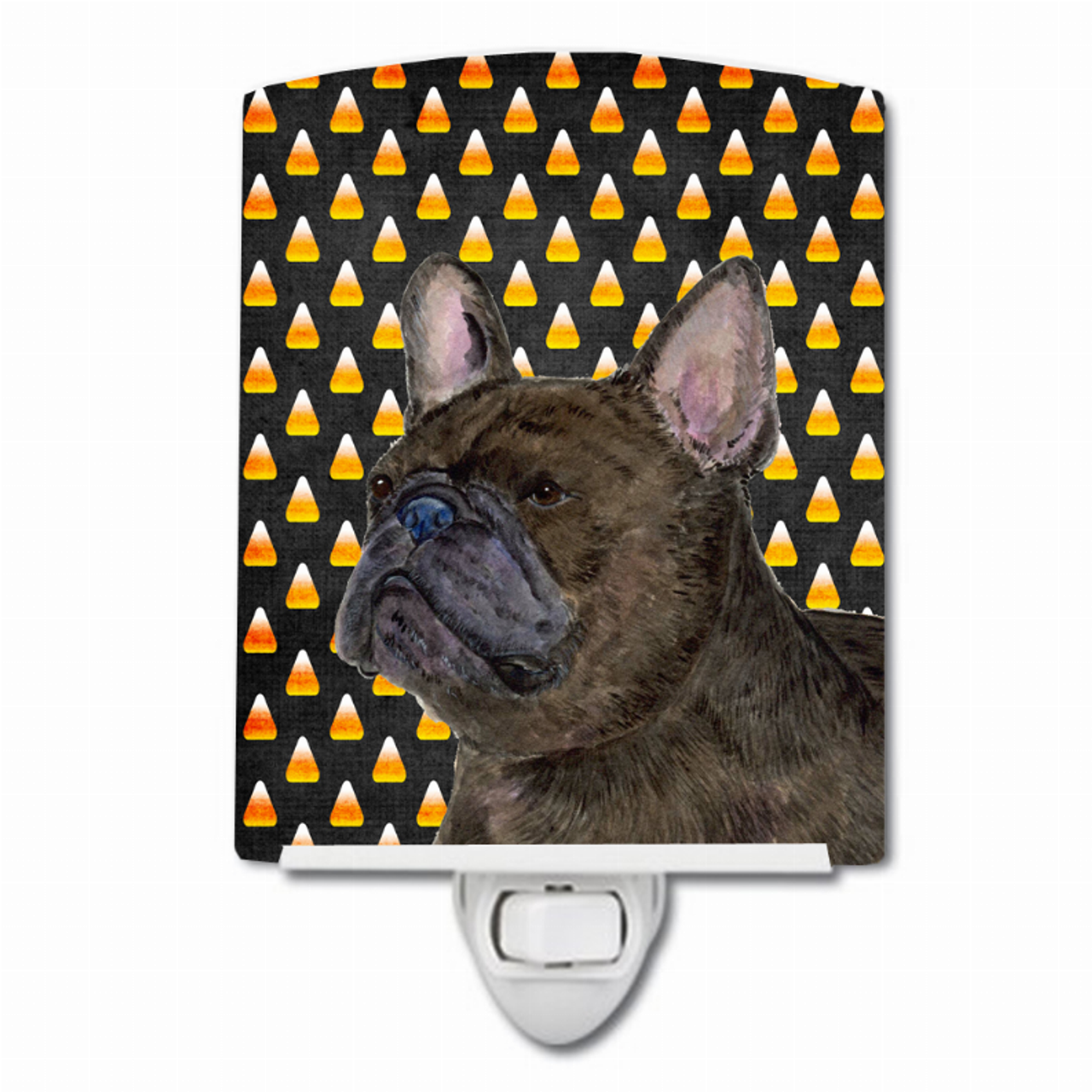 Candy Corn Halloween Dog Art Portrait Ceramic Night Light - SS4312CNL