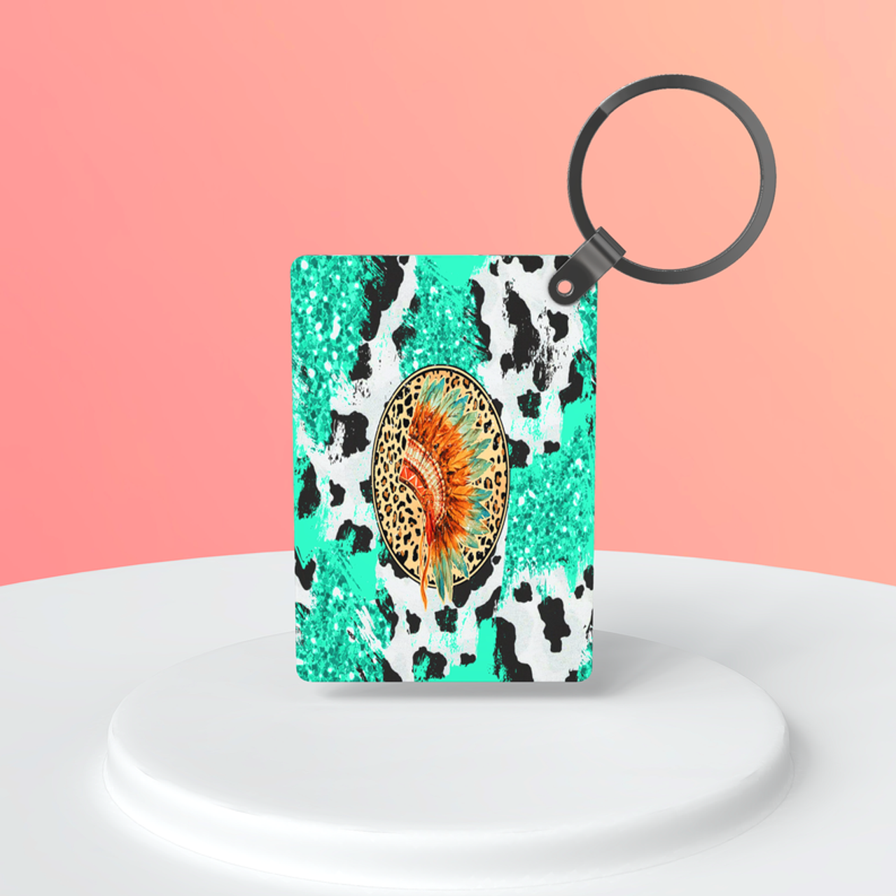 Blue Cow Print Headdress |Keychain Blue Cow Print Headdress |Keychain