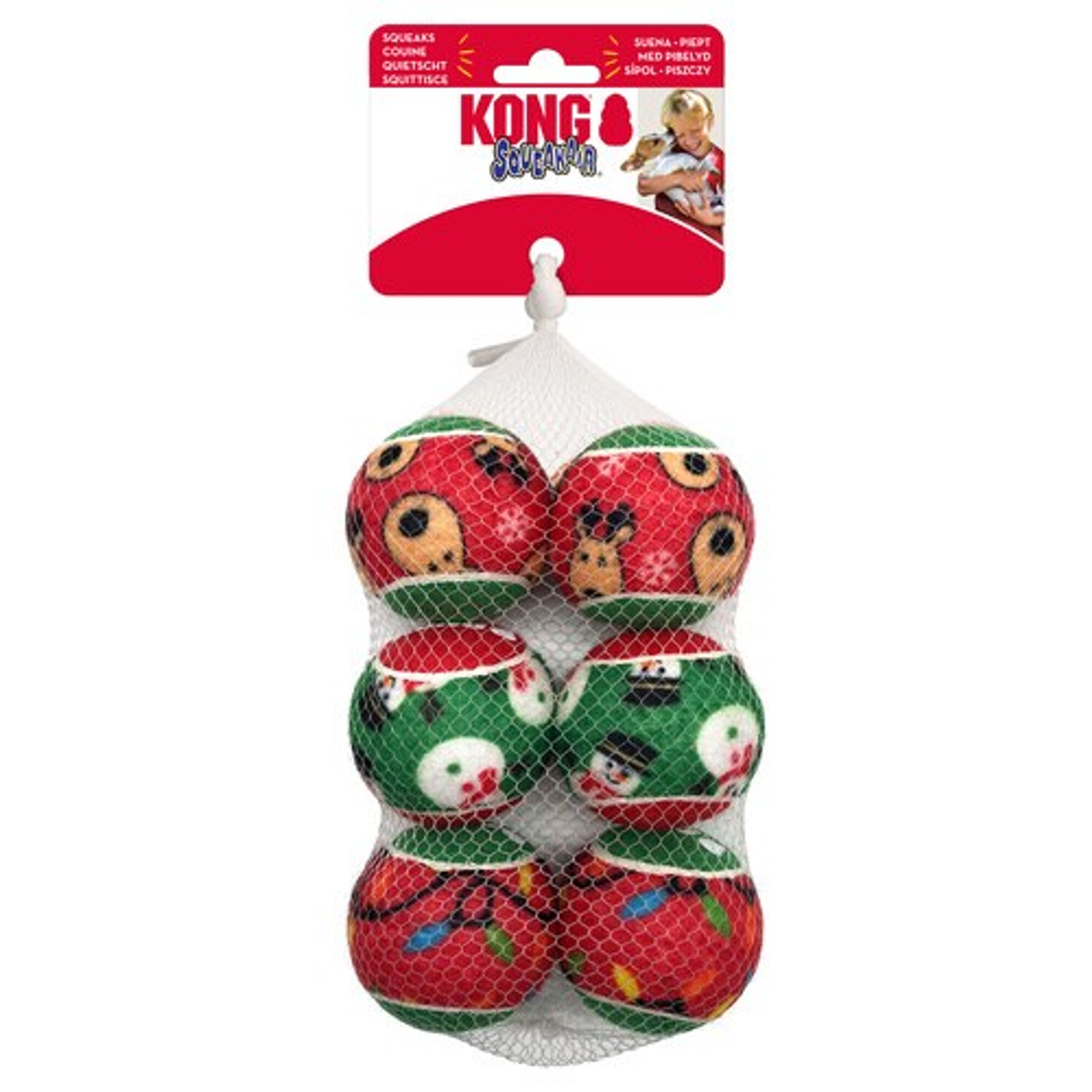 KONG Holiday SqueakAir Balls 6-pk