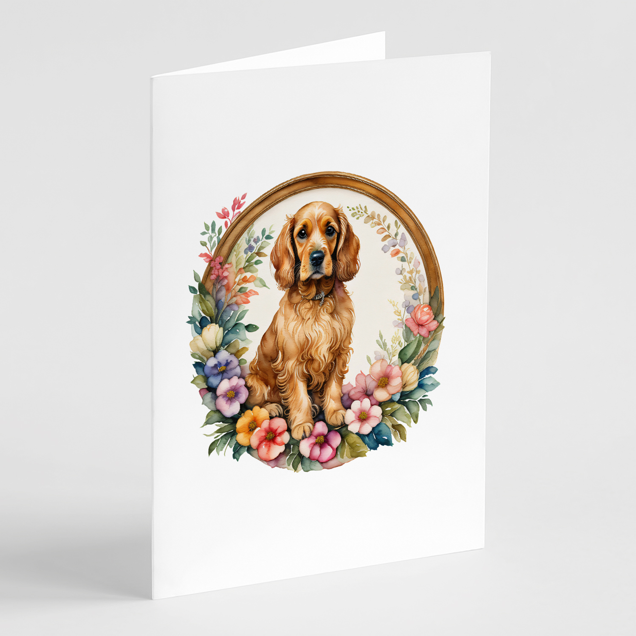 Cocker Spaniel and Flowers Greeting Cards Pack of 8