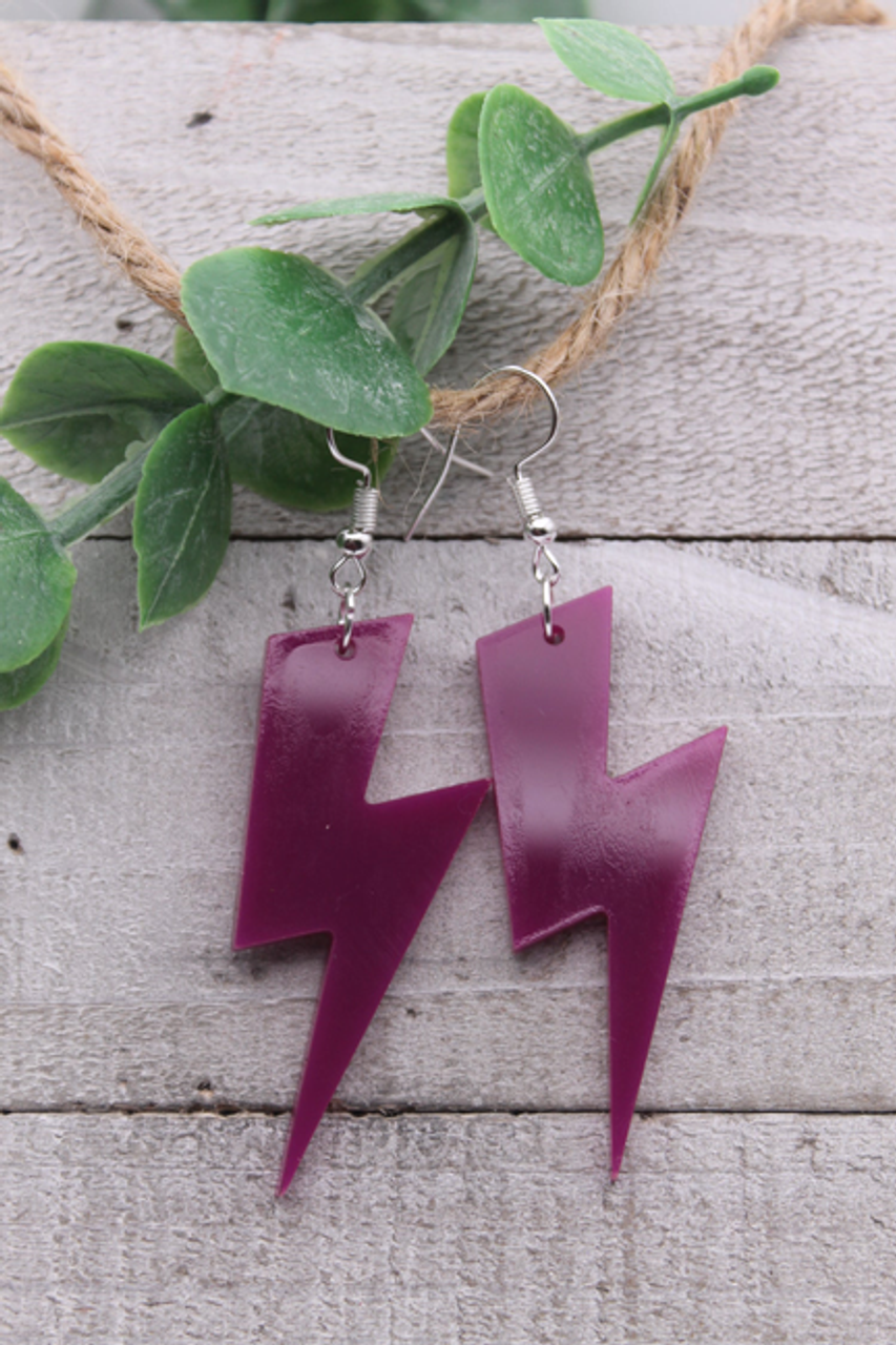 Purple Lightning Bolts Dangle Earrings Purple Lightning Bolts Dangle Earrings