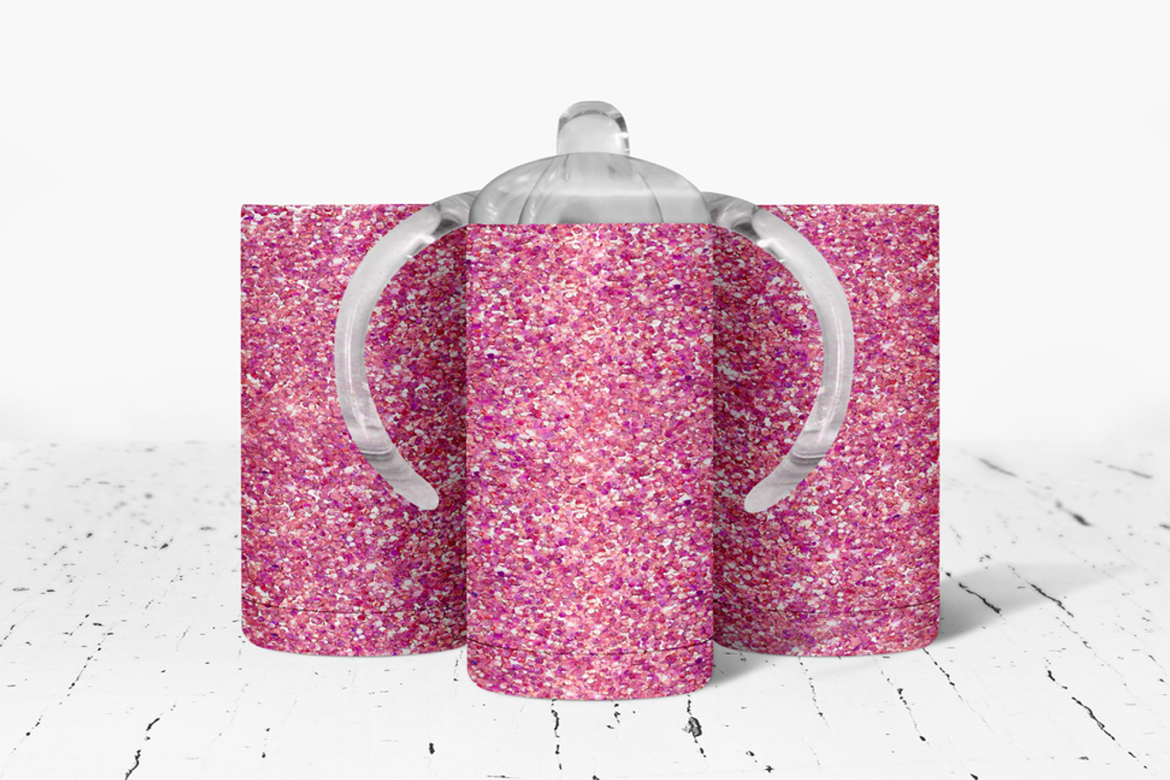 Pink faux glitter Insulated Kids Dual Lid Sippy Cup Tumbler
