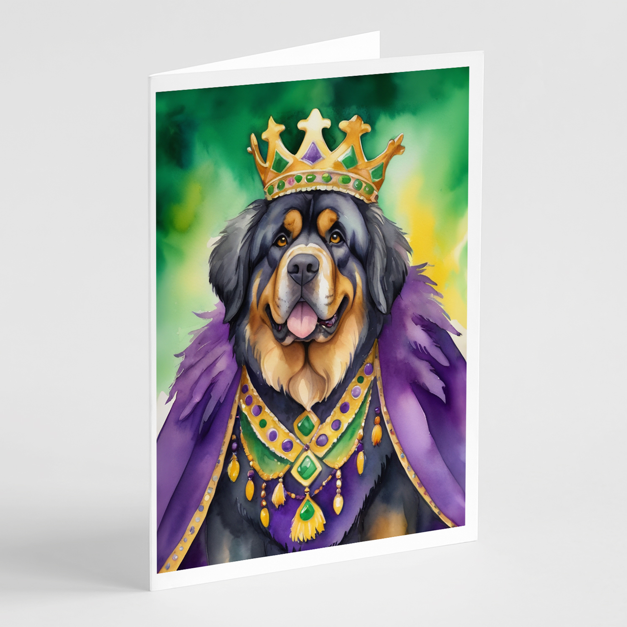 Tibetan Mastiff King of Mardi Gras Greeting Cards Pack of 8