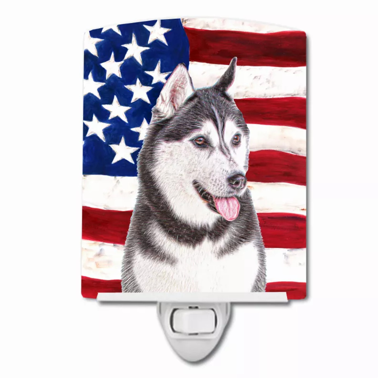 USA American Flag with Dog Ceramic Night Light - KJ1154CNL