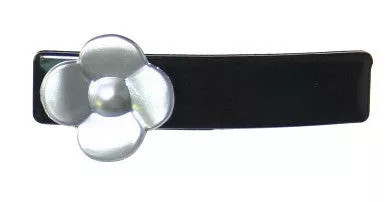 Silver Rose on Black Automatic Barrette - 12121-8801-03