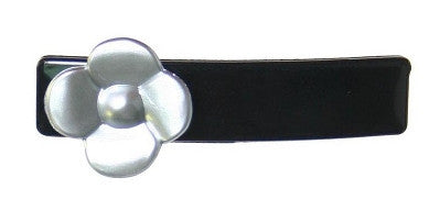 Silver Rose on Black Automatic Barrette - 12121-8801-05