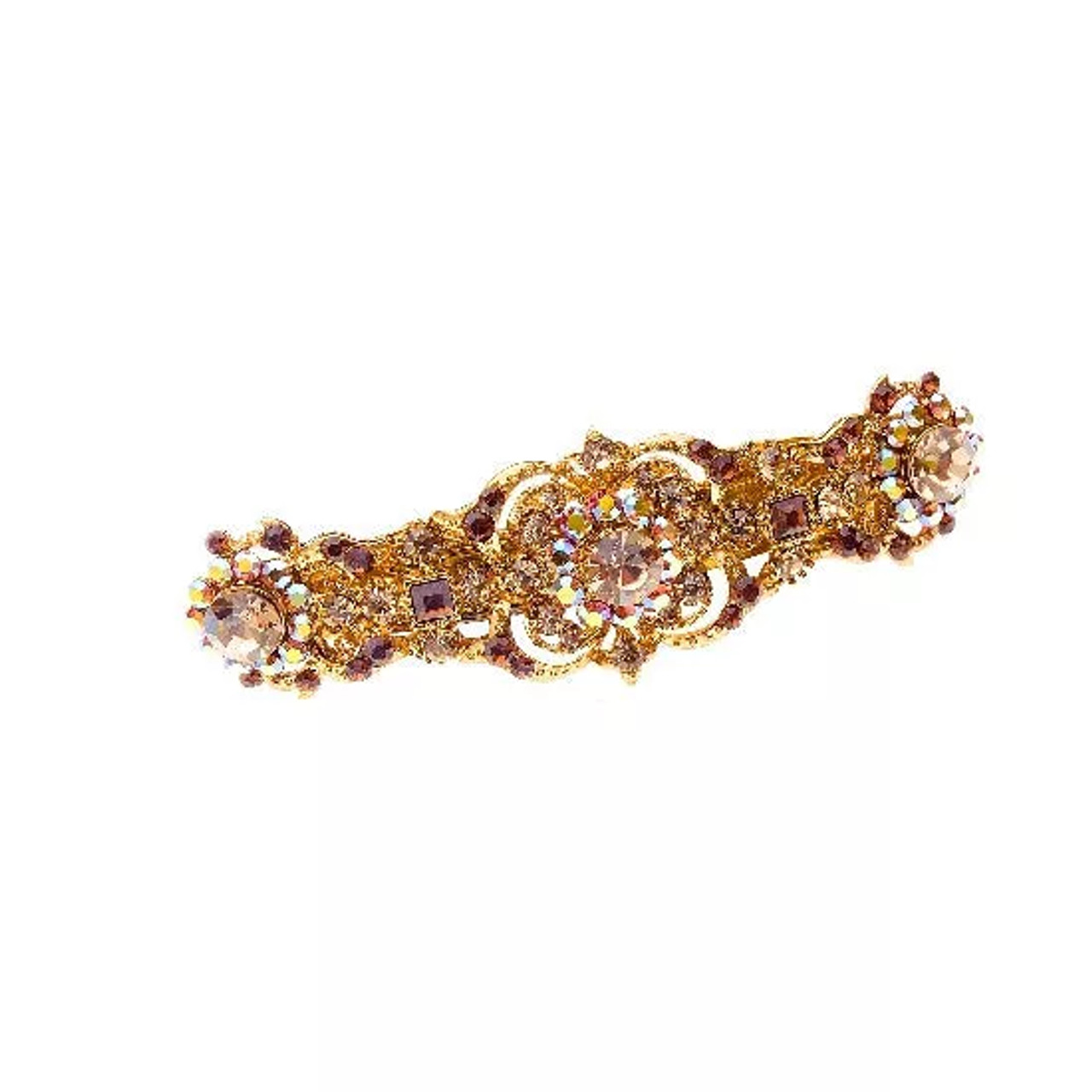 Royal Jeweled Automatic Barrette with Swarovski Crystals - 1525-09
