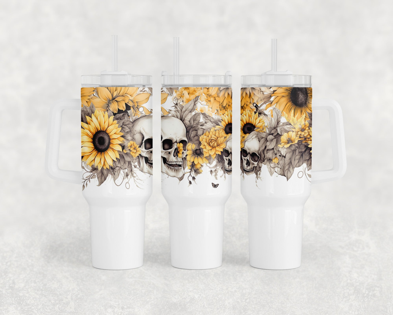 Skull and Sunflowers 40oz Tumbler