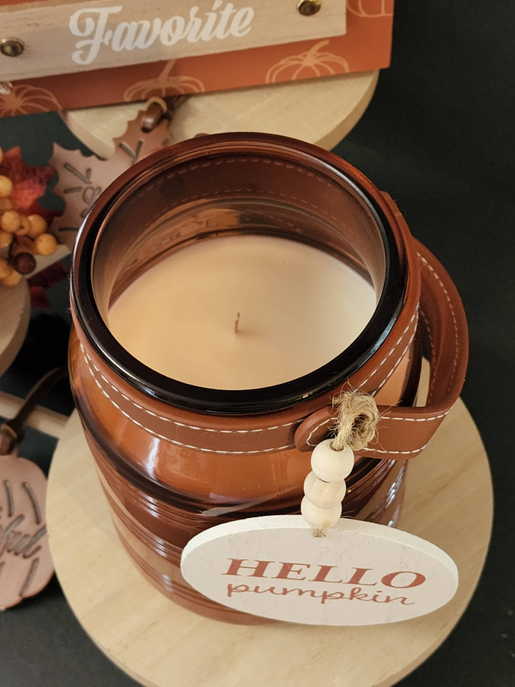 Amber Jar Candle with Stitch Handle - ACan297