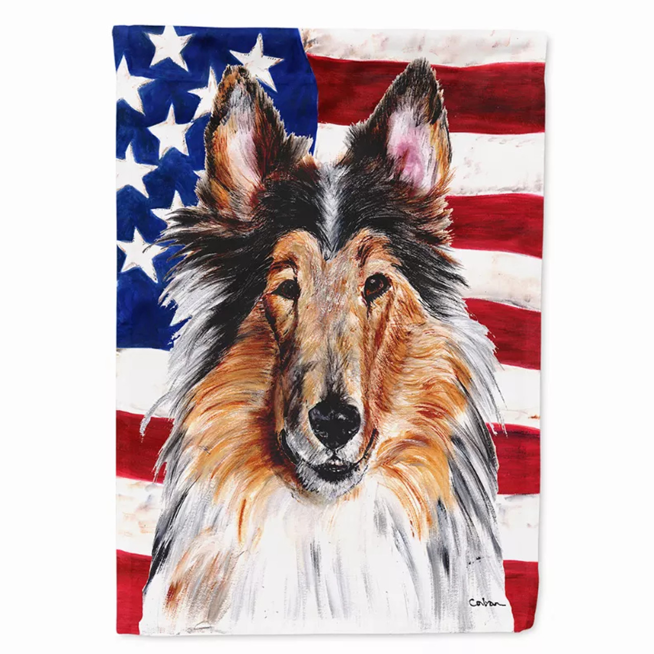 Dog with American Flag Garden Size Flag - SC9622GF