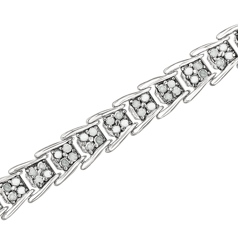 10k White Gold 2 cttw Diamond Fan-Shaped Link Tennis Bracelet (I-J Clarity, I3 Color) - Size 7.25"