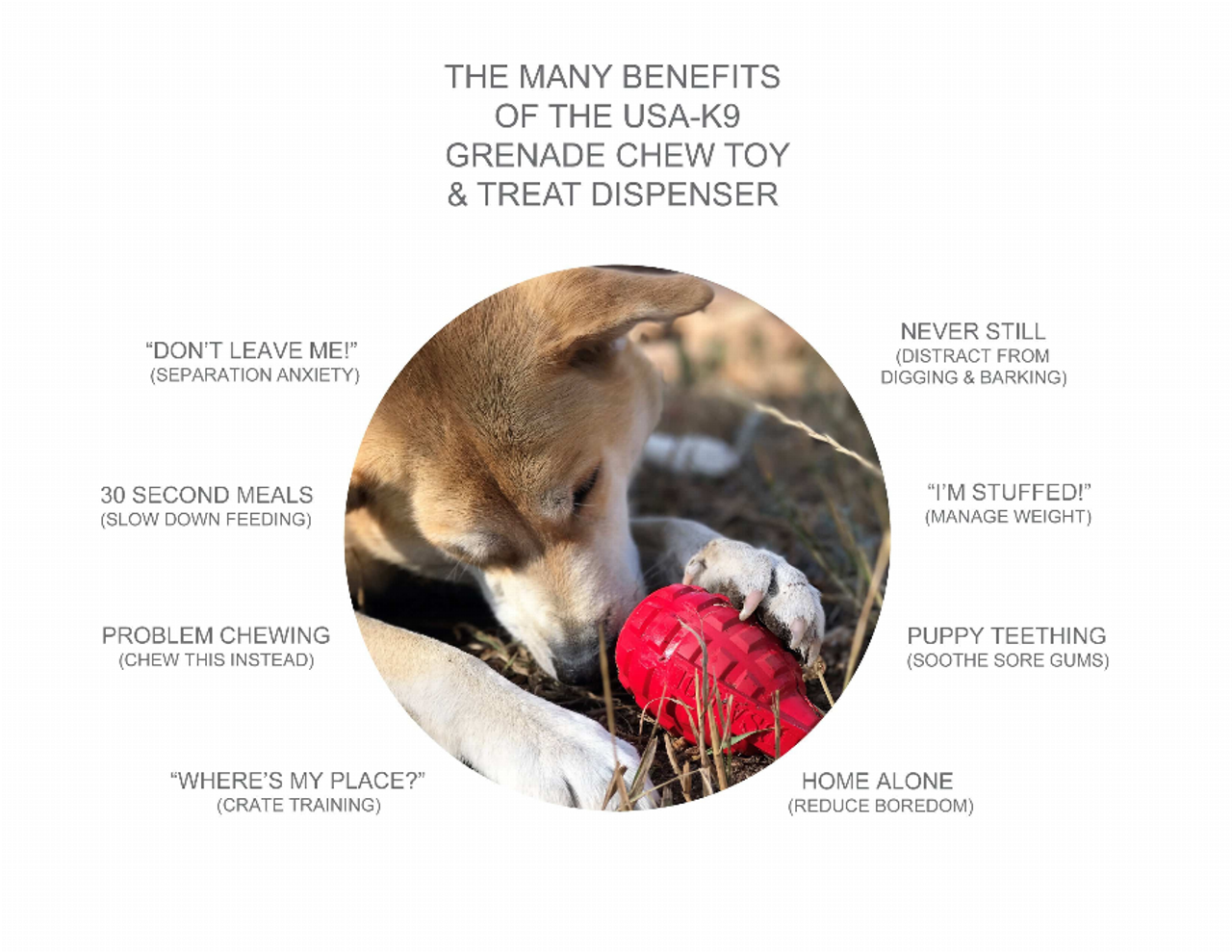 USA-K9 Puppy Grenade Durable Rubber Chew Toy & Treat Dispenser for Teething Pups - S000056B000345P000053V000