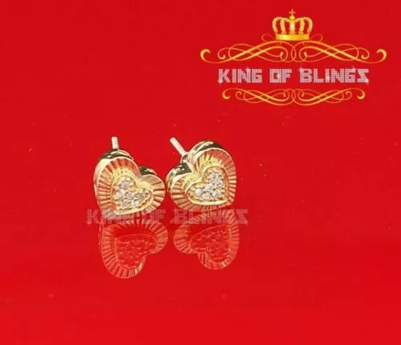 10k Yellow Gold Finish Sterling Silver Heart Earrings With Lab Created Diamond