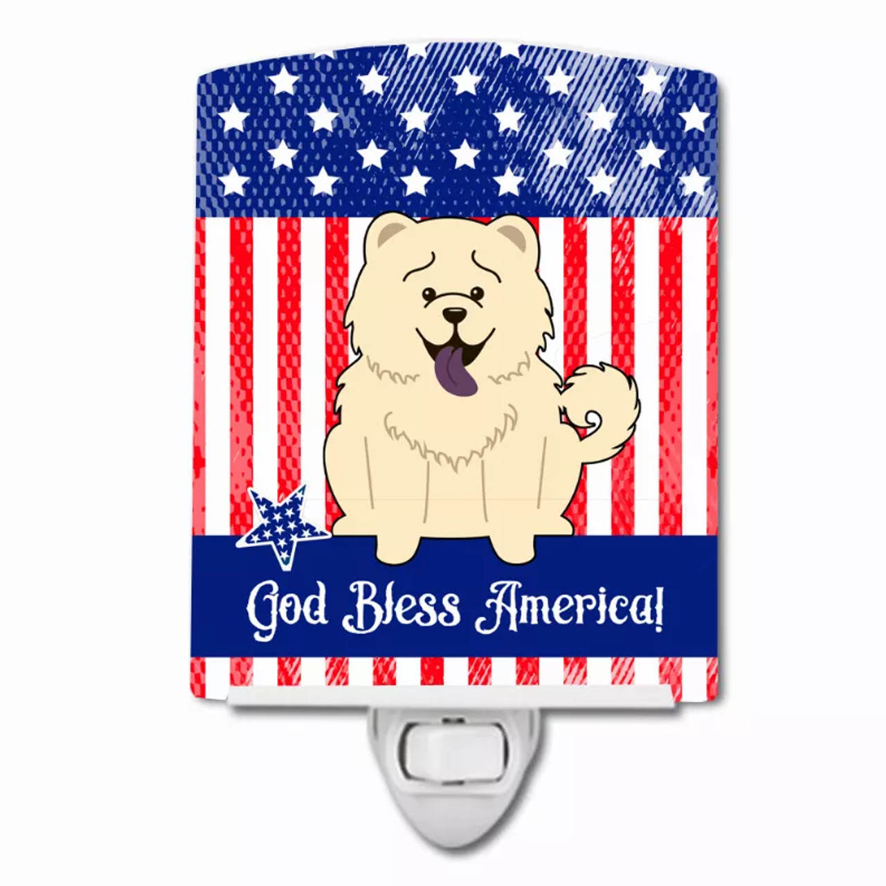 American Flag Design with Dog Ceramic Night Light - S000213B001695P099661V000