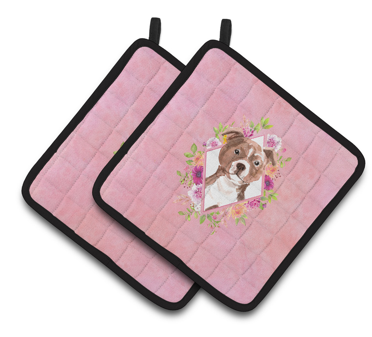 Dogs and Flowers Pair of Pot Holders - S000213B001695P003476V022