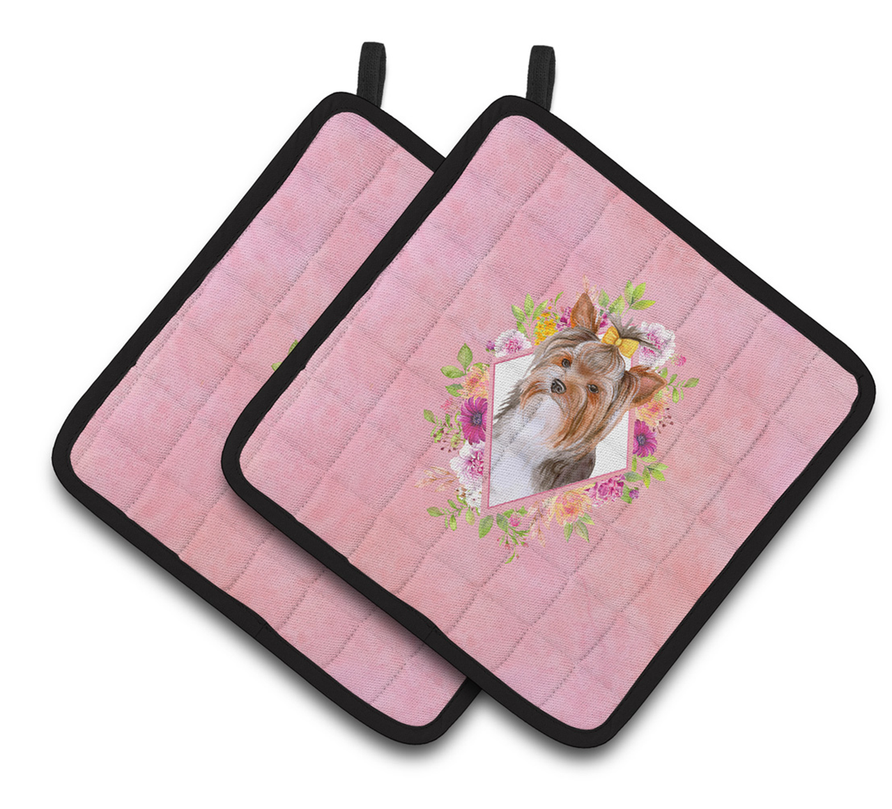 Dogs and Flowers Pair of Pot Holders - S000213B001695P003476V016