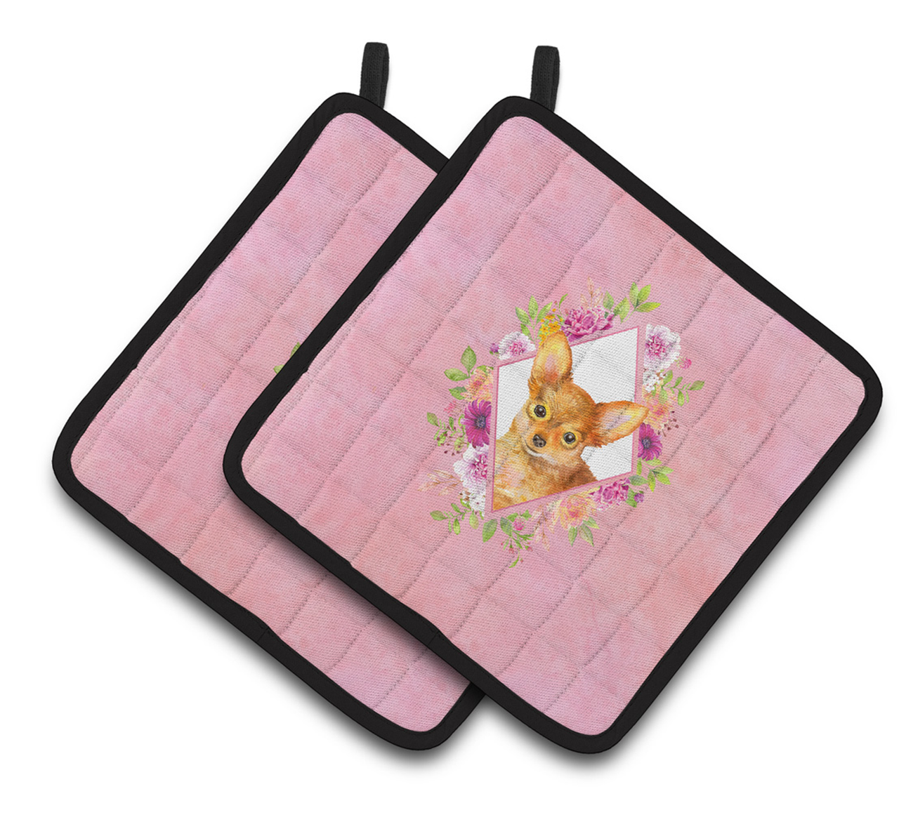 Dogs and Flowers Pair of Pot Holders - S000213B001695P003476V012