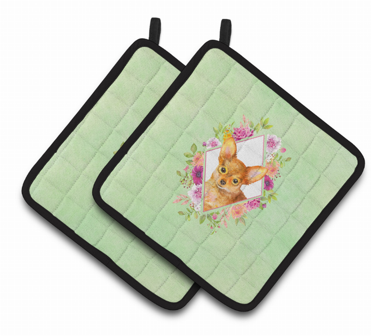 Dogs and Flowers Pair of Pot Holders - CK4350PTHD